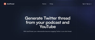 AutoThread AI - инструмент для создания тем twitter из подкастов и видео на youtube.