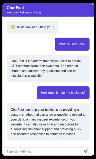 ChatFast - инструмент для создания чат-ботов gpt из различных источников данных.