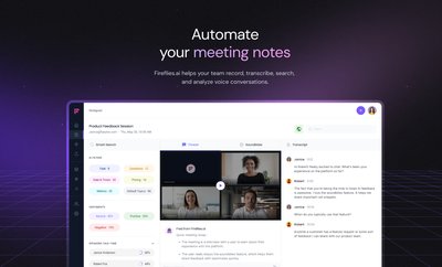 Fireflies AI - автоматизированный инструмент для ведения заметок на собраниях для расшифровки, подведения итогов, задач и аналитики.