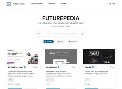 Futurepedia - futurepedia — крупнейший каталог инструментов искусственного интеллекта.