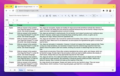 Google Sheets to OpenAI - скрипт приложений google sheets для интеграции ответов api openai в google sheets.