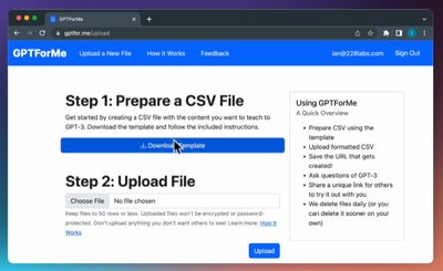 GPTForMe - загрузите свой собственный контент, а затем задайте вопросы о нем