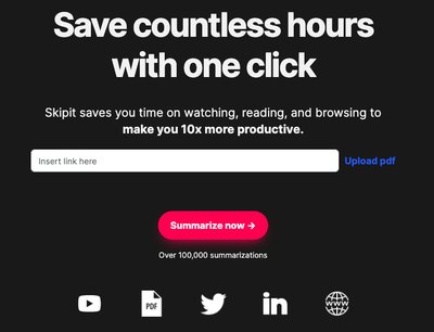 Skipit.ai - инструмент для обобщения различных типов контента