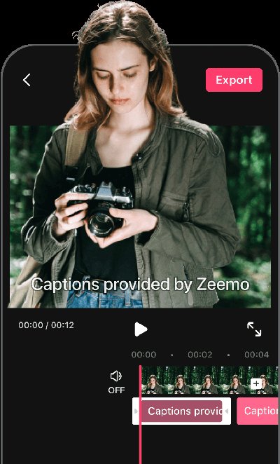 Zeemo AI - приложение для создания субтитров на 17 языках.